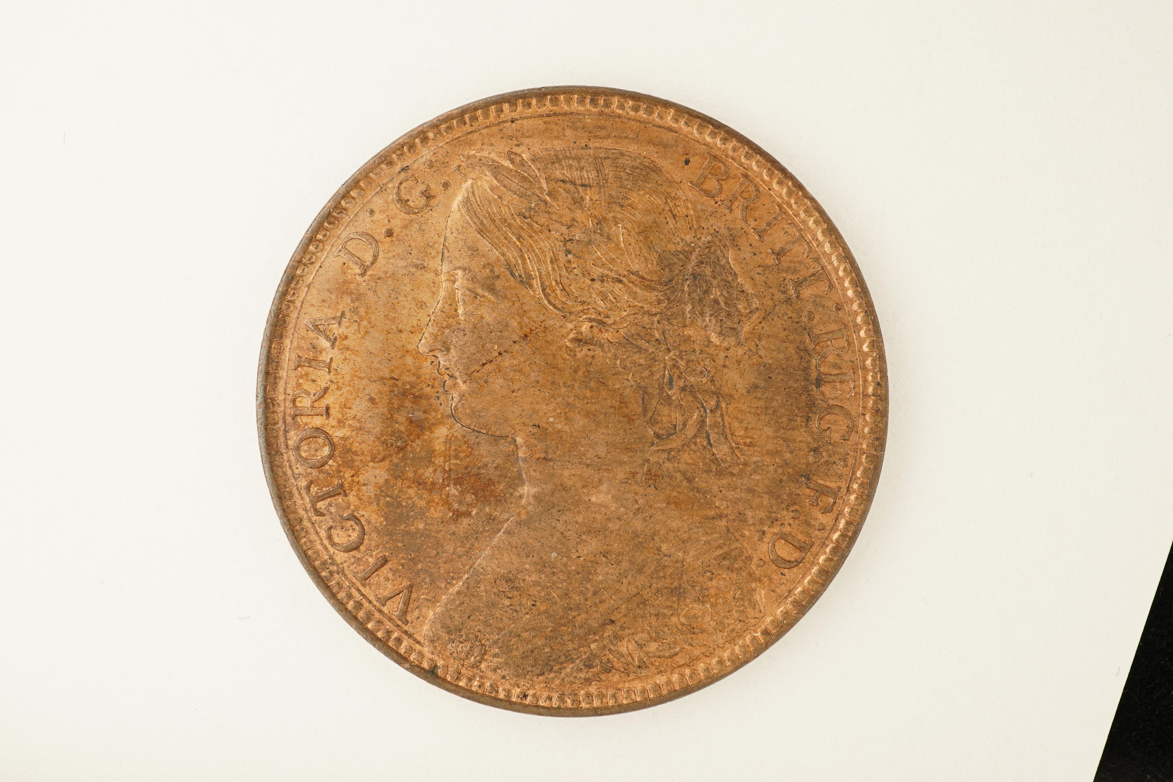 John Hill collection of British bronze pennies (1860-1967). Lots 2000-2046., British coins, Victoria, bronze penny, 1860, Fr. 13, Gouby dies E/d, EF or better, lustrous